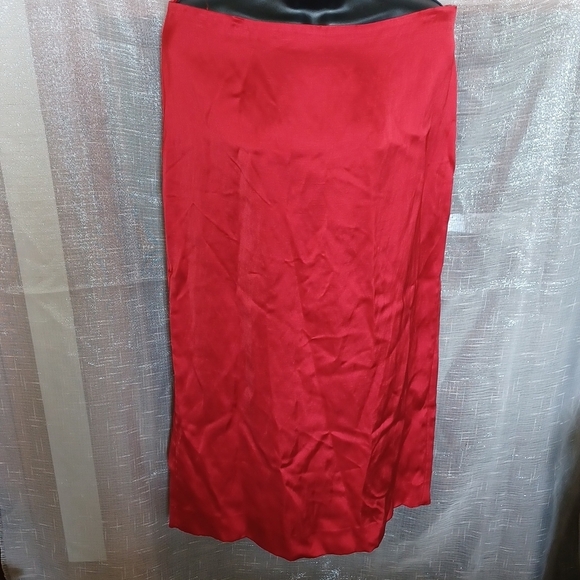 Zara Dresses & Skirts - Zara Red Straight Satin Effect Maxi Skirt Size XL NWT